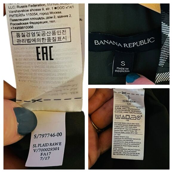 Banana Republic Green Plaid Sheath Dress Small Pockets Academia Work Career Punk - Picture 9 of 9